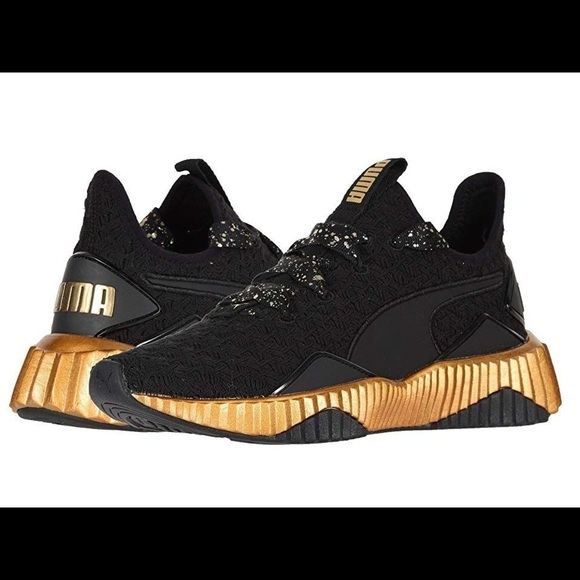 Sold out Puma Defy Sparkle Women 191585 02 Puma Black/Puma Team Gold size US 8 - Picture 1 of 7